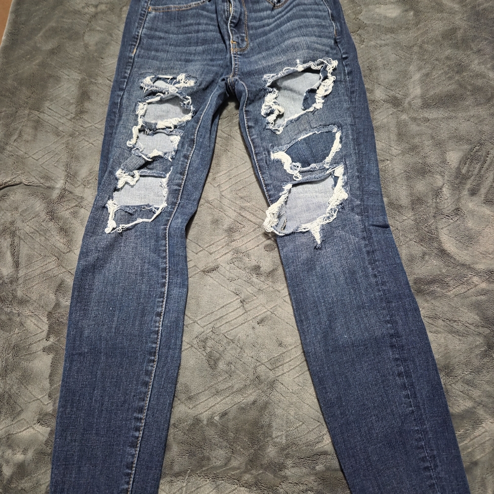 American Eagle Outfitters Ripped Dark Blue Skinny Jeans